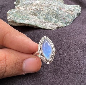 Sterling Silver <b>Ring</b> Wedding Gift <b>Ring</b> 925 Sterling Silver Moonstone Gemstone <b>Spinner</b> Classic <b>Ring</b> Handmade Christmas Blue Fire - Product Image 4