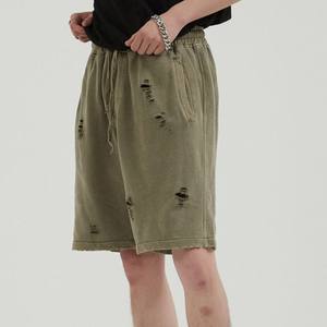 Nouveau design en gros unisexe personnalisé blanc 100% coton décontracté Vintage en détresse shorts d'été pour hommes avec poches - Product Image 4