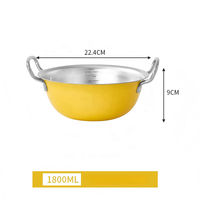 Bol mélangeur coréen en acier inoxydable avec doubles poignées, saladier pour la cuisine domestique, bol à collation en métal durable avec poignée