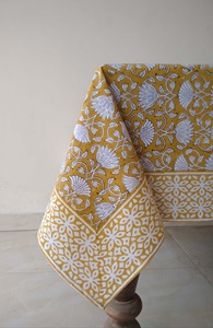 ผ้าปูโต๊ะผ้าฝ้ายลายดอกมัสตาร์ดงานแฮนด์เมดดีไซน์แบบบล็อคสำหรับการรับประทานอาหารงานแต่งงานในโอกาสพิเศษของตกแต่งบ้าน - Product Image 2