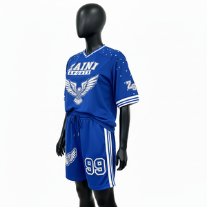 Women Athletic Mesh Jersey Short Set Premium Polyester Sports Fabric Custom Tackle Twill Logo Mesh Jersey Short Set - Product Image 5