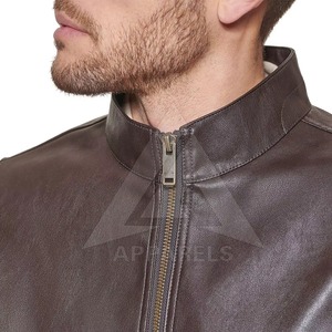 Veste en cuir pour hommes, tenue décontracté de couleur unie Streetwear Nouvelle mode Veste en cuir confortable pour hommes à vendre - Product Image 5