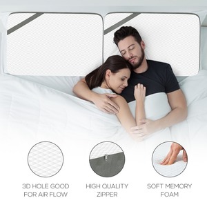 Almohada ergonómica moderna gris contorneada de espuma viscoelástica para el cuello cervical 200TC patrón sólido terapéutico cubierta extraíble transpirable - Product Image 3