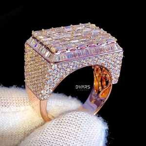 Bague Hip Hop en Argent Massif 925 Entièrement Sertie de Moissanite, Design Personnalisé, Plaqué Or Rose, Cadeau pour Lui - Product Image 2