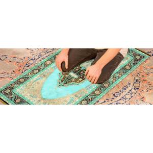 Alfombra de Oración Beige: Diseño Otomano, Lavable a Máquina, Alfombra Estampada, con Pelo Suave - Product Image 3