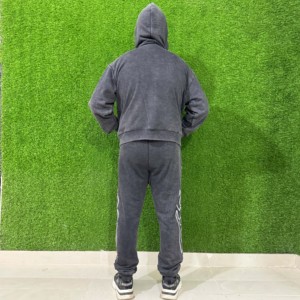 Survêtement en coton 100% uni à capuche, élastique, ajusté, décontracté, tendance, pour adultes, jogging - Product Image 4