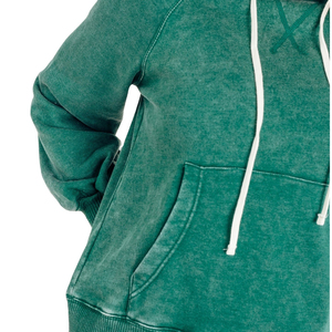 Parche bordado desgastado personalizado de algodón de alta calidad Unisex impreso lavado ácido peso pesado lavado con capucha - Product Image 2