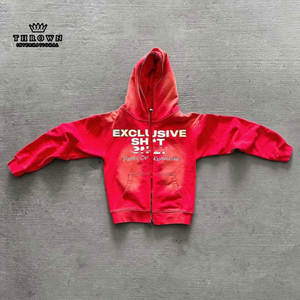 New Trend Winter Plus Size Men's Hoodies 100% Cotton Zipper-Up Custom Logo Embroidered Letter <b>Pattern</b> Private Label OEM Unisex - Product Image 3