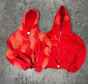 High Quality Cotton Blank Black Heavy Weight <b>Zip</b> <b>Up</b> Hoodies Custom Embroidery <b>Full</b> <b>Zip</b> <b>Up</b> <b>Hoodie</b> Rhinestone Men - Product Image 3