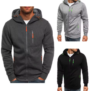 Sweat à capuche zippé en molleton 100% coton pour homme, broderie de logo personnalisée, impression numérique décontractée, sweat-shirts unis pour homme - Product Image 6