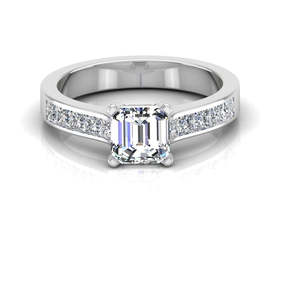 Bague de fiançailles en moissanite taille radiant, sertie invisible, élégante et stylée, alliance de mariage - Product Image 1