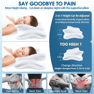 Oreiller cervical en mousse à mémoire de forme pour le soulagement de <span class=keywords><strong>la</strong></span> douleur au cou et aux épaules, support de contour ergonomique pour les dormeurs latéraux/du ventre/du dos - Product Image 4
