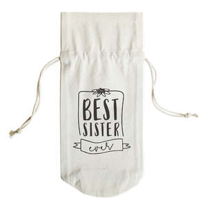 Best Sister Ever Cotton Canvas Wine Bag - Product Image 2