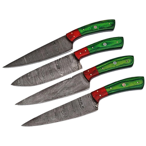 Juego de Cuchillos de Chef de Acero de Damasco Hechos a Mano de Primera Calidad con Mangos Ergonómicos Ambidiestros, Juego de Cinco Piezas para Uso Doméstico y en Hoteles - Product Image 5