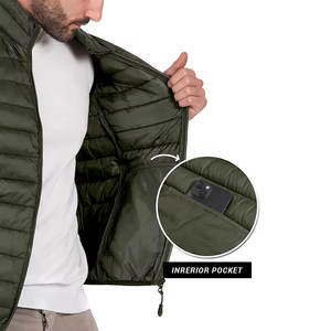 Gilet matelassé sans manches à col montant avec fermeture éclair sur le devant, logo personnalisé OEM, pour hommes, 100% polyester, respirant, séchage rapide, couleur unie - Product Image 3