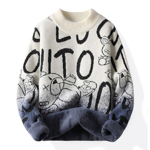 Pull-over en tricot pour hommes, coupe ajustée, mélange de laine, doux et chaud, à manches longues, pull-over décontracté à col ras du cou pour l'hiver - Product Image 6