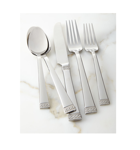 Juego de cubiertos de acero inoxidable de grado alimenticio superior, cubiertos de boda barrocos, tenedor de acero con espejo y mango tallado - Product Image 1