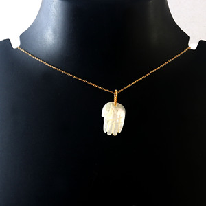 925 Sterling Silver Hamsa Sculpté À La Main Nacre Pendentif Pierre Naturelle Femmes Collier En Vrac Bijoux Fabriqué Producteur - Product Image 5