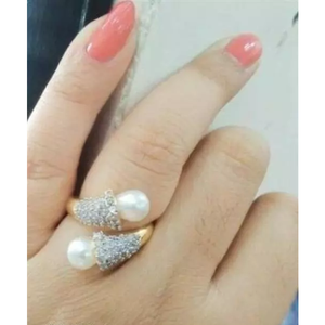 Wedding Fashionable Pearl Gemstone <b>Ring</b> for Women-Rose <b>Gold</b> Plated & 18K <b>Gold</b> Plated - Product Image 1