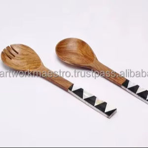 Cuchara Decorativa India Hecha a Mano con Incrustaciones de Nácar y Cristales de Concha Marina, Juego de Cucharas Artesanales Indias - Product Image 1