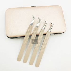 Pinces à épiler professionnelles en acier inoxydable massif avec poignée diamantée pour extensions de cils, logo personnalisé, durables, pointues, russes - Product Image 1