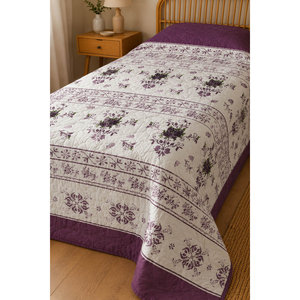 Cubrecama Individual con Estampado Floral Morado, Tamaño Queen, King, Twin, para Uso Doméstico y Hotelero, de Algodón y Poliéster - Product Image 2