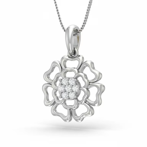 Pendentif Fleur en Cristal avec Finition Or Moderne en Or 14 carats et Diamant Naturel - Product Image 1