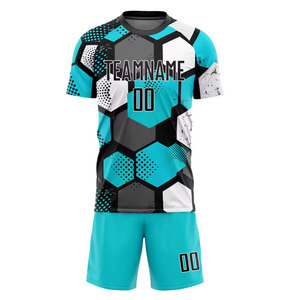 Conjunto de Camiseta de Fútbol Sublimada Personalizada 100% Poliéster, Nombre del Equipo 00, Estampado Geométrico, Absorbe la Humedad, Manga Corta Unisex para Adultos - Product Image 3