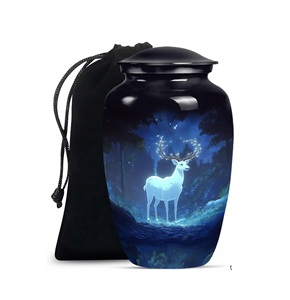 Urna de ciervo en la noche para cenizas humanas, urna grande masculina adulta para cenizas, urna de cremación conmemorativa para papá, funeral de entierro, tamaño personalizado - Product Image 1