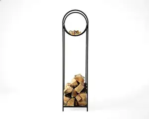 Log holder stand para jardim interior e exterior e acessórios para casa item artesanal feito por madeira e metal cus