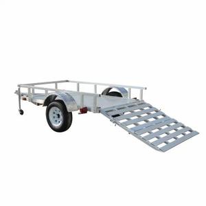 Remolque Utilitario de Aluminio de 7x14 pies con Plataforma Plana, Rampa y Barandas Laterales, Remolque de Carga de Doble Eje, Carga Útil Máxima de 1001-2000 kg - Product Image 4