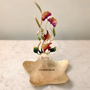 ชามเสิร์ฟดีไซน์หรูหราทรงกลม ทำจากทองเหลืองและอะลูมิเนียม ตกแต่งด้วยสีทองและสีดำ คุณภาพสูง - Product Image 2