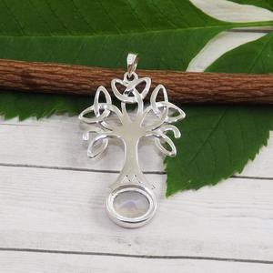 Pendentif indien de meilleure qualité en pierre de lune cadeau pour les filles pendentif simple collier de pierres précieuses en argent sterling 925 avec bijoux de timbre 925 - Product Image 2