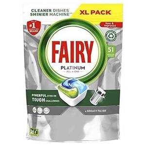 <b>Fairy</b> Platinum All in One Dishwasher Tablets, Regular, 51 Tablets - Product Image 3