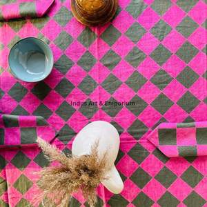 Mantel de Algodón Hecho a Mano en India, Hermoso Mantel de Algodón Estampado a Mano para Bodas, Mantel en Venta - Product Image 4