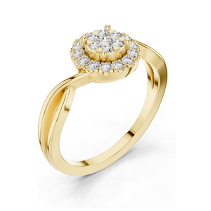 แหวนเพชรคลัสเตอร์ 0.282 กะรัต สำหรับผู้หญิง ความใส VVS-VS EF ทอง 18KT, 14KT, 10KT และเงิน 925  ทองชมพู, ทองเหลือง, ทองขาว - Product Image 5