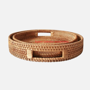 Luxury Natural Rattan Serving Tray With Handles Bohemian Decorative Storage <b>Basket</b> For Home Decor Kitchen & Tabletop Organizer - Product Image 4