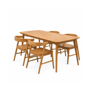 Ensemble de salle à manger rectangulaire en teck ARTERRA Premium, table de salle à manger moderne minimaliste avec chaises pour la maison, café - Product Image 1