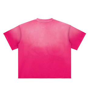 T-shirt tendance à manches courtes en coton tricoté doux et respirant, coupe oversize, écologique, séchage rapide, effet délavé soleil, pour usage quotidien - Product Image 2