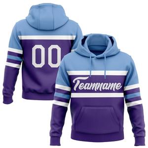 Custom Stitched Purple White-Light Blue Line Sports Pullover Sudadera con capucha - Product Image 1