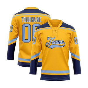 Camiseta de hockey sobre hielo personalizada para hombres y adultos, cuello de encaje, nombre y número de equipo personalizado, camiseta de técnica de sublimación con logotipo bordado - Product Image 3