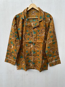 Conjunto de pijama de algodón suave con estampado de Tigre, traje de noche largo para adultos, estilo PJ informal de talla grande para fiestas nupciales, ropa de dormir de verano - Product Image 3