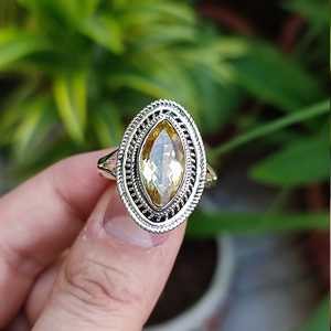 925 Sterling Silver Natural Citrine <b>Ring</b> Handmade Boho Jewelry with 18K Plating for Women Yellow Gemstone <b>Statement</b> <b>Ring</b> Gift - Product Image 5