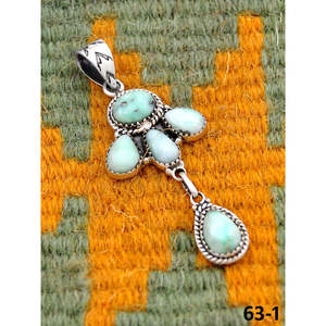 Pendentifs artisanaux Paloma et en argent sterling du sud-ouest avec technologie d'incrustation de turquoise à la sangle de monture - Product Image 3