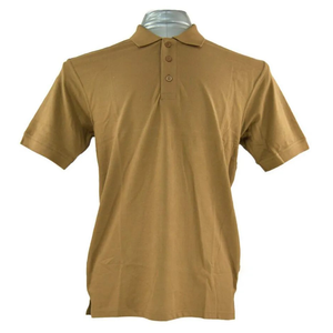 100% Piqué de coton stretch Beige clair pour polo Logo brodé personnalisé Coupe régulière Bouton dissimulé court Sol anti-rides - Product Image 2