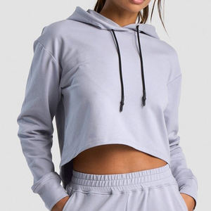 Factory Custom Blank Casual Crop <b>Top</b> Hoodie Sweatshirt <b>Ladies</b> Print <b>Short</b> Cropped Women's Hoodies - Product Image 1