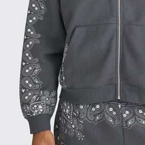 Streetwear personnalisé survêtement surdimensionné soleil délavé rayé sweat à capuche zippé et pantalon de survêtement ensemble délavé à l'acide survêtement à capuche pour hommes - Product Image 6