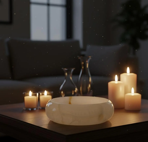 Saladier artisanal en pierre d'onyx Plateau de service de fruits élégant en marbre pour salle à manger de luxe et décoration intérieure Fournisseur en gros - Product Image 1