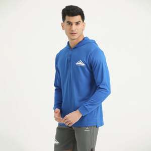 Chemise décontractée pour homme en micro-mesh polyester bleu royal à manches longues pour l'été - Product Image 2