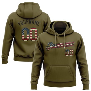 Impresión personalizada cosida de oliva Vintage bandera-Crimson Football Pullover sudadera Salute to Service Hoodie - Product Image 4